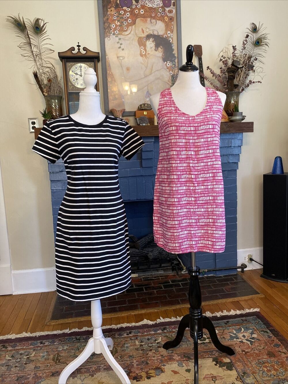 Lot Of 2 OLD NAVY M Cotton Summer Woman’s Medium Stripe Tank Dress Pink